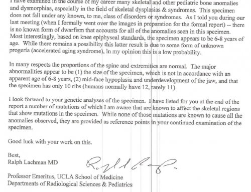 Dr. Lachman’s Letter & Full Report